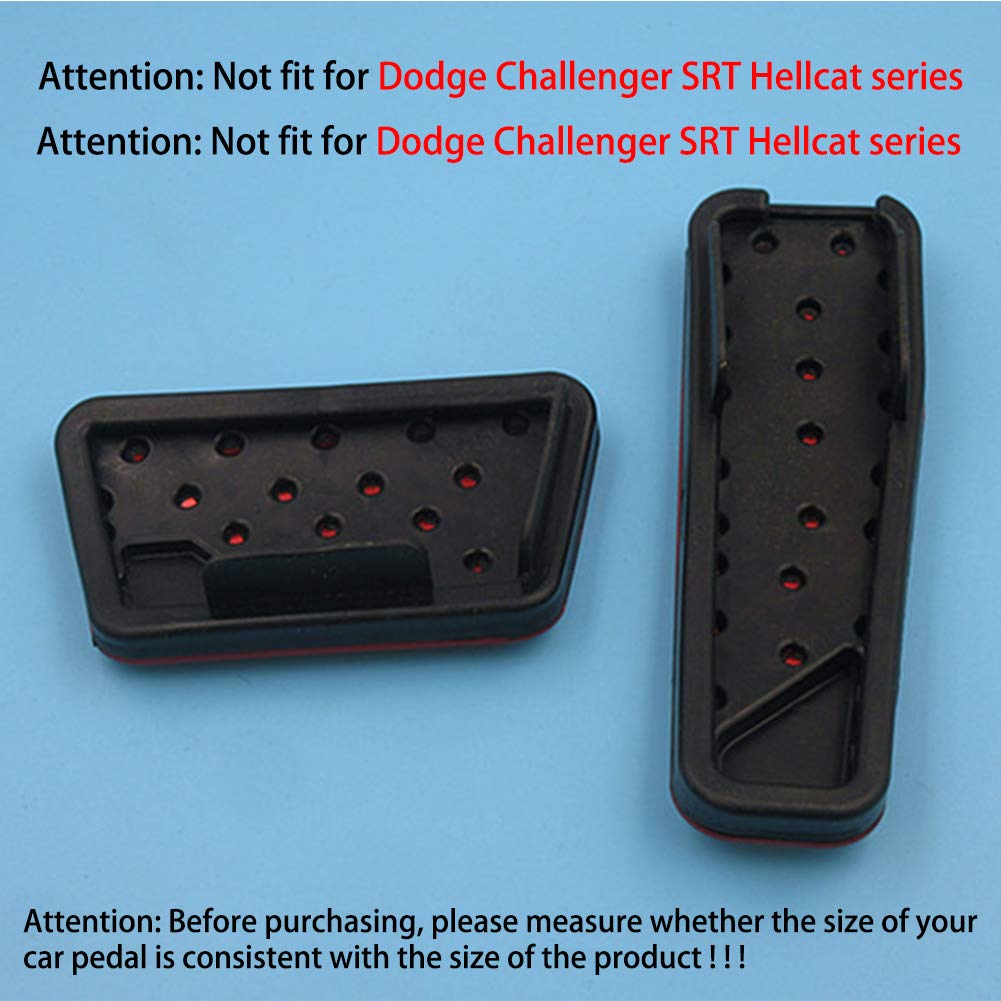 Hecotrax Aluminum Alloy Pedal Cover For Dodge Challenger 2009-2020 Charger 2010-2020 Chrysler 300 300C 2010-2016 No Drilling Aluminum Brake And Accelerator Pedal Covers (Red)